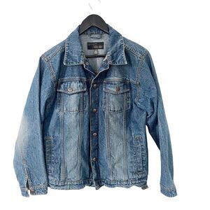 Vintage Medium Wash Zip & Snap Classic Denim Jean Jacket
